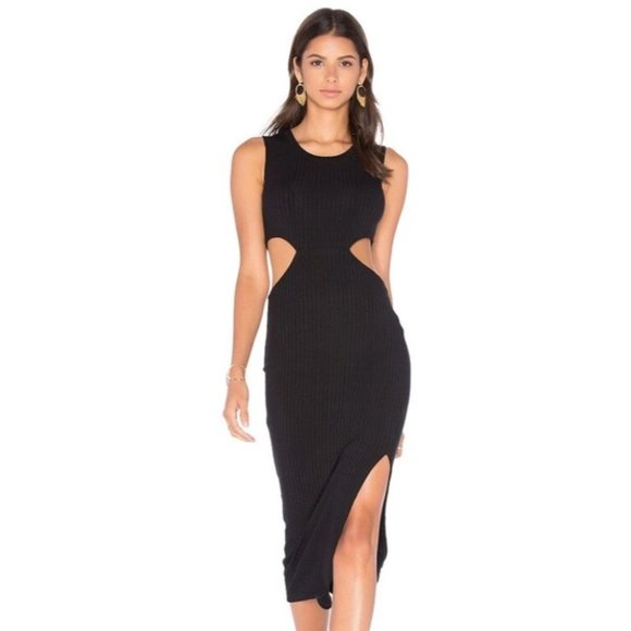 LNA Dresses & Skirts - Revolve LNA Ribbed Midi Union Dress Black Size XS